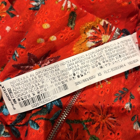 ZARA Red Floral Broderie Anglaise Cotton Layered Crop Top - Picture 10 of 11